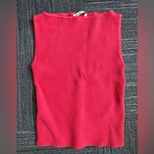 Abercrombie & Fitch Red ottoman slash ribbed top